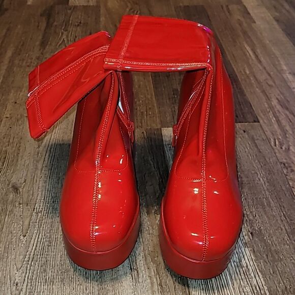 Red GoGo Platform Boots Women's Size 11 - Picture 5 of 11
